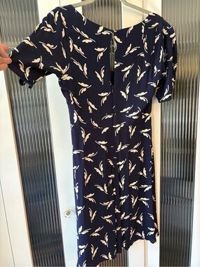 Maeve Navy Midi Dress with White Floral Motif